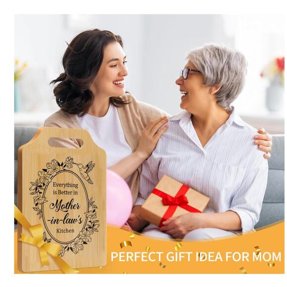 Cutting Board, Bamboo Cutting Board for Mother-in-Law 15.3"L x 7.5"W x 0.4" - Picture 2 of 7